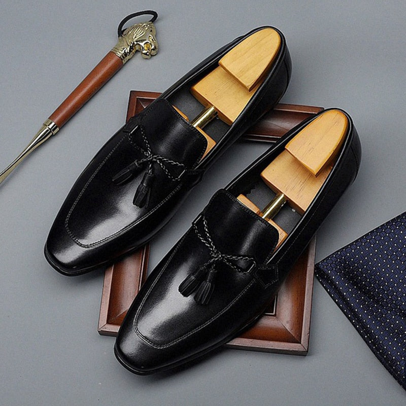 Men's Genuine Leather Pointed Toe Slip-On Closure Formal Shoes