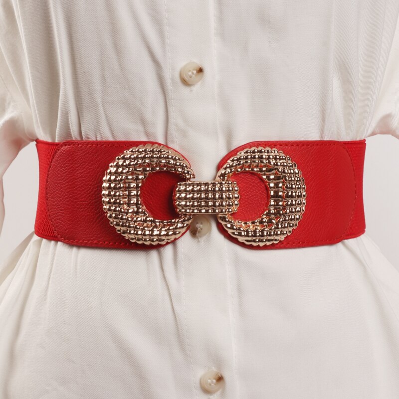 Women's PU Leather Alloy Buckle Stretch Waistbands Trendy Belts