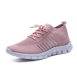 Women's Round Toe Breathable Mesh Lace-up Closure Walking Sneaker