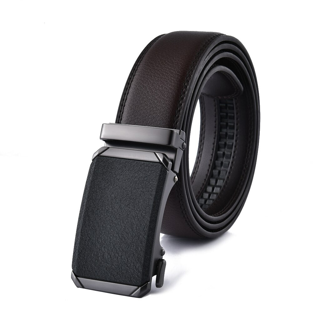 Men's Cowskin Automatic Metal Buckle Luxury Solid Pattern Belt