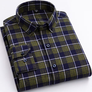 Men's Turndown Collar Single Breasted Plaid Pattern Casual Shirts