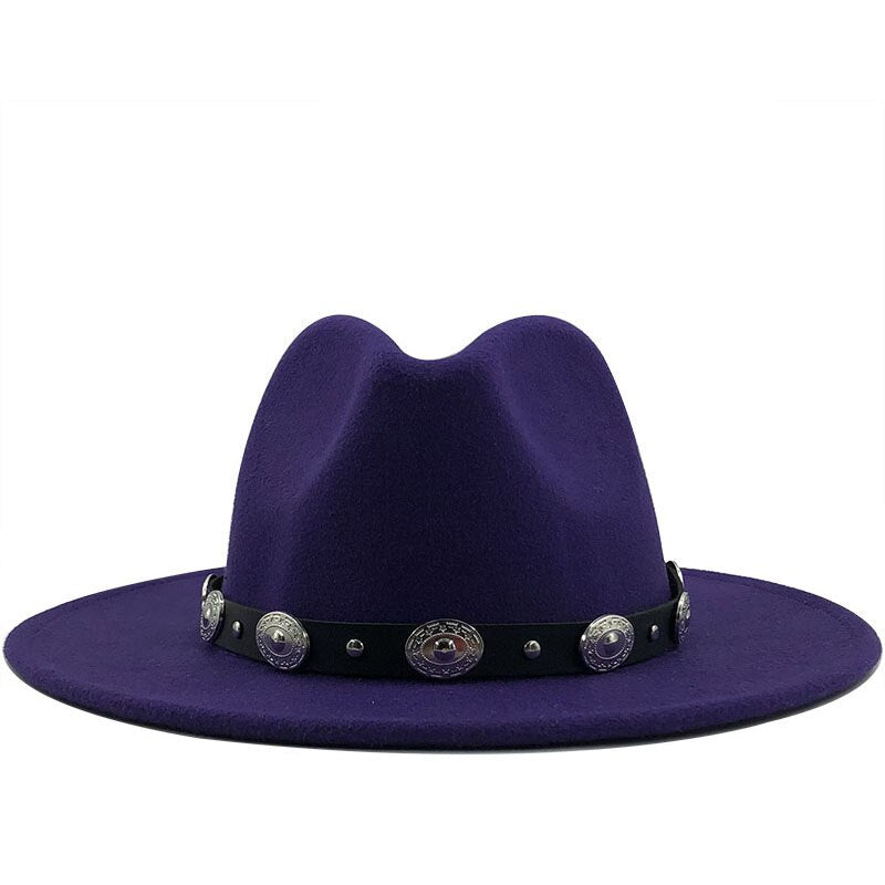 Women's Wool Rivet Ribbon Pattern Casual Wear Elegant Trendy Hat