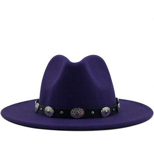 Women's Wool Rivet Ribbon Pattern Casual Wear Elegant Trendy Hat