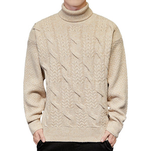 Men's Polyester Turtleneck Full Sleeves Knitted Casual Sweater
