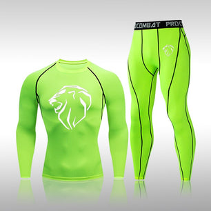 Men's Polyester Long Sleeve Compression Gym Fitness Sports Suit