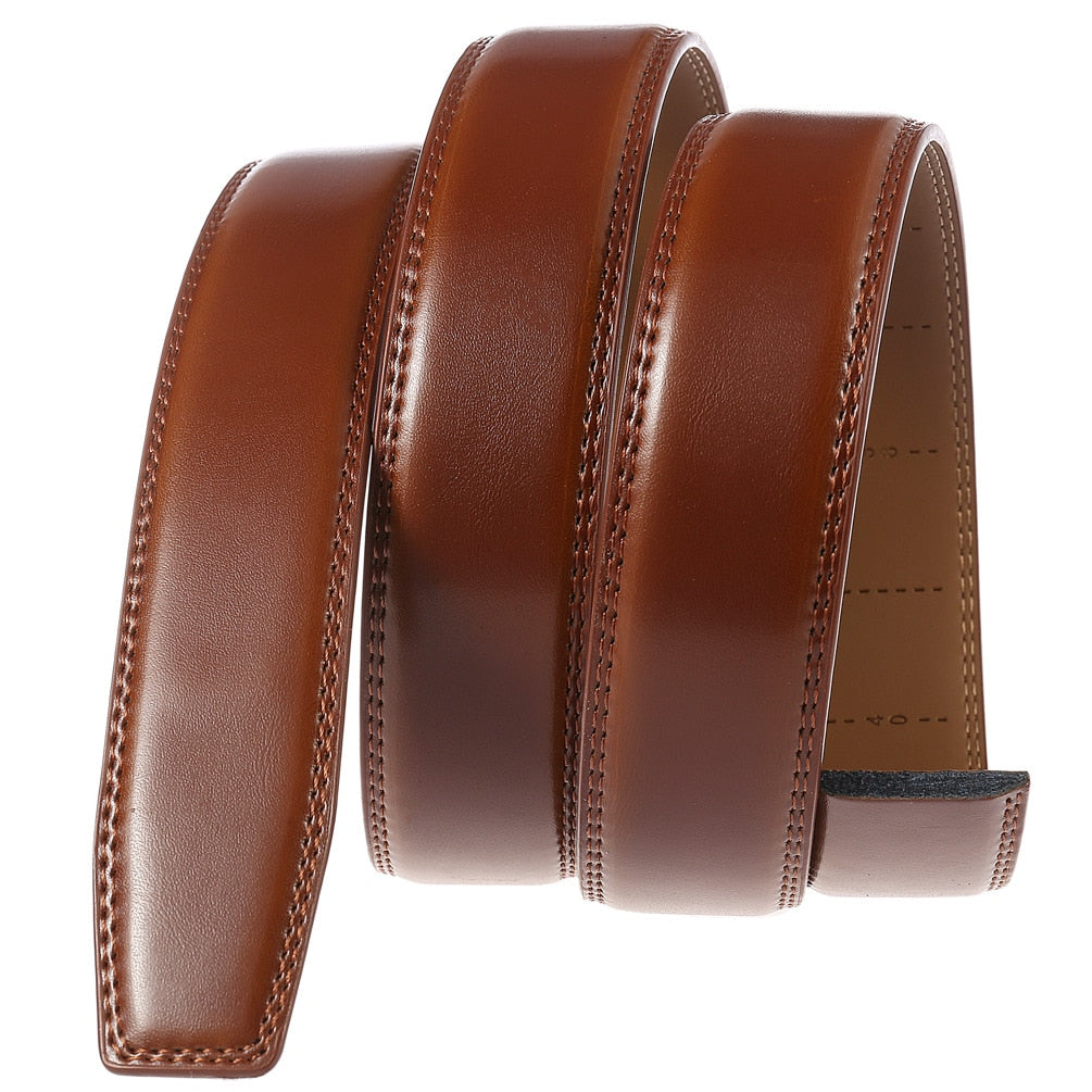 Men's Cowskin Automatic Buckle Closure Luxury Solid Pattern Belts