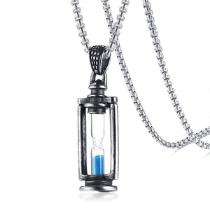 Men's Metal Stainless Steel Vintage Link Chain Hourglass Necklace