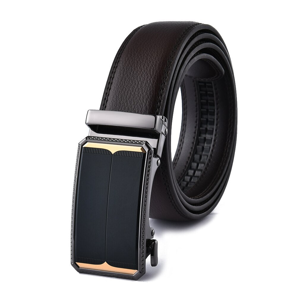 Men's Cowskin Automatic Metal Buckle Luxury Solid Pattern Belt