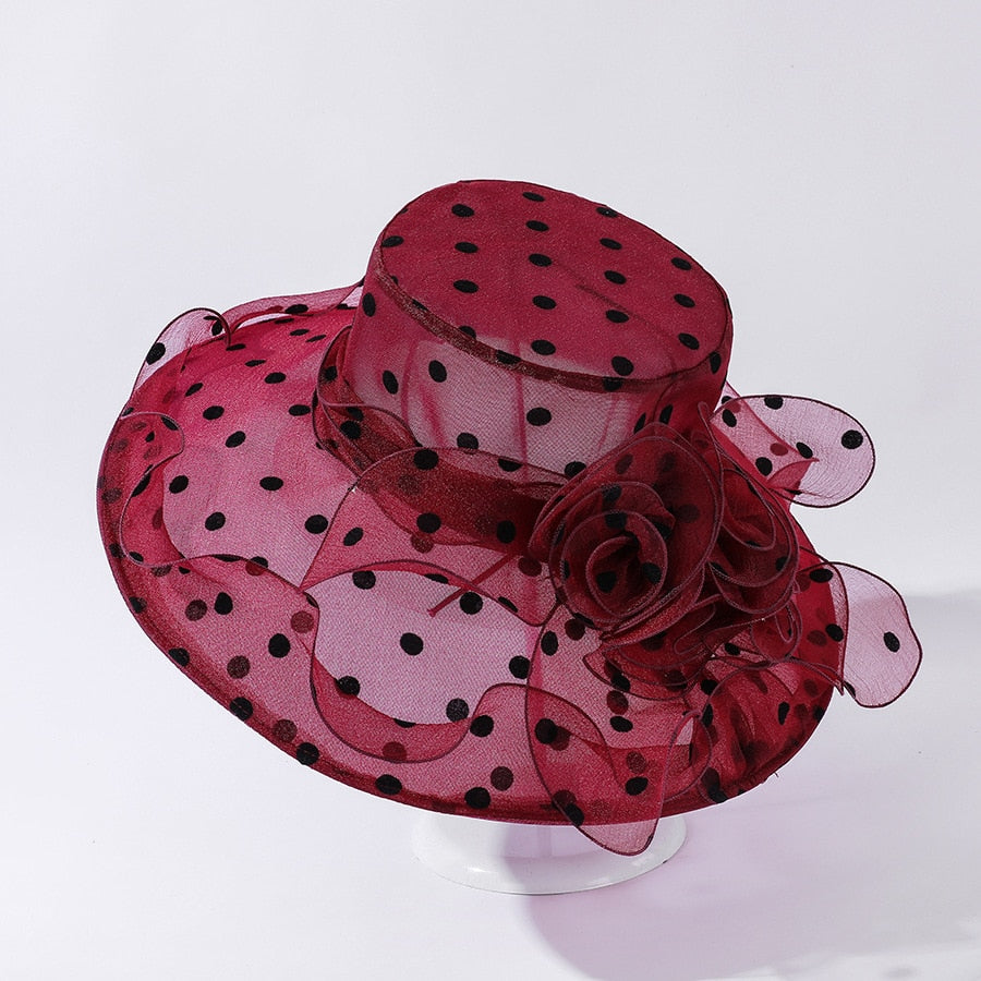 Women's Organza Dotted Pattern Sun Protection Elegant Flower Hats