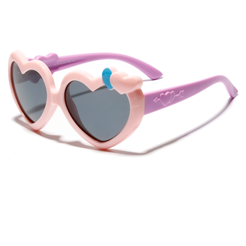 Kid's Polycarbonate Acetate Anti Shades Heart Shaped Sunglasses