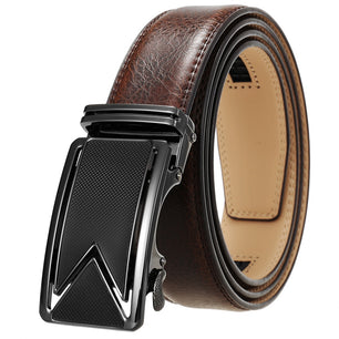 Men's Cowskin Leather Automatic Alloy Buckle Trendy Solid Pattern Belts