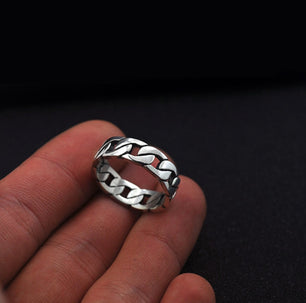 Men's 100% 925 Sterling Silver Geometric Pattern Classic Ring