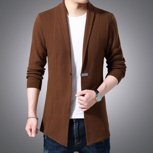 Men's Polyester Turn-Down Full Sleeves Casual Wear Solid Coats