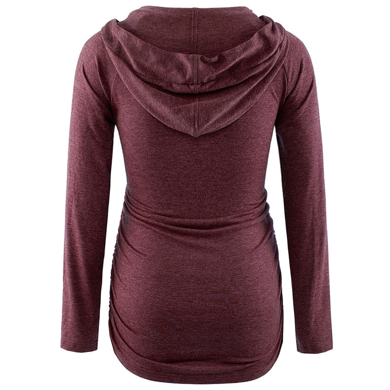 Women's Cotton V-Neck Full Sleeve Maternity Casual Sweatshirt