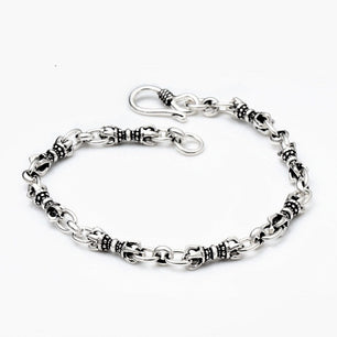 Men's 100% 925 Sterling Silver Link Chain Geometric Bracelet