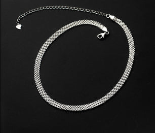 Women's 925 Sterling Silver Link Chain Choker Necklaces