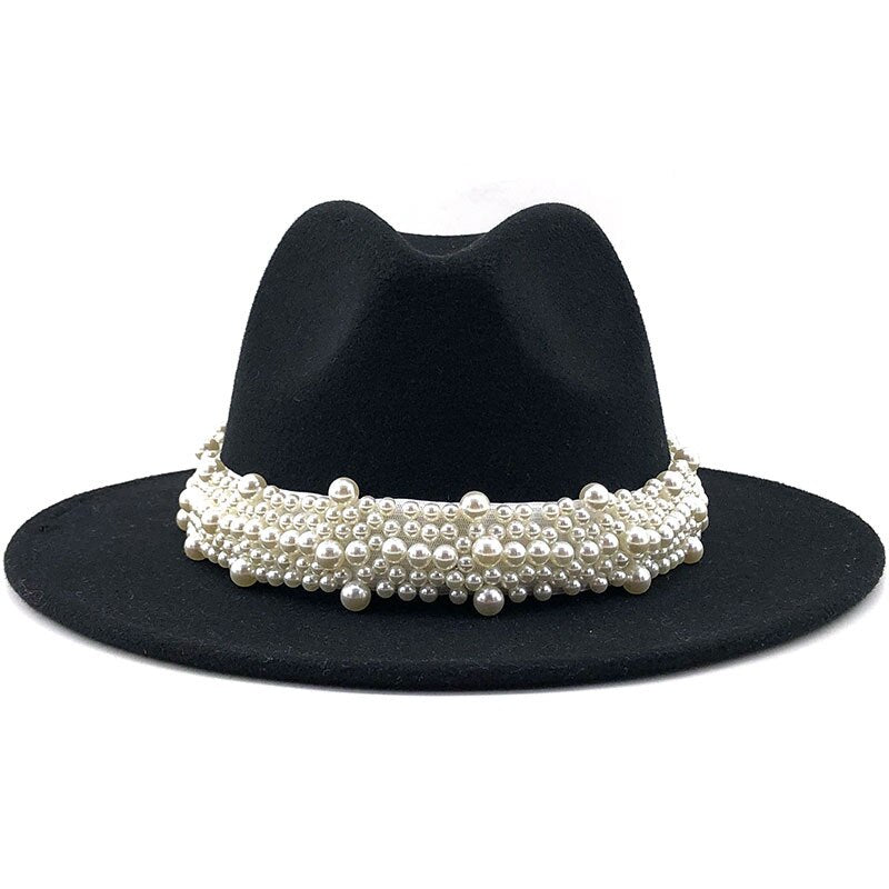 Women's Cotton Pearl Ribbon Pattern Casual Wear Party Elegant Hat