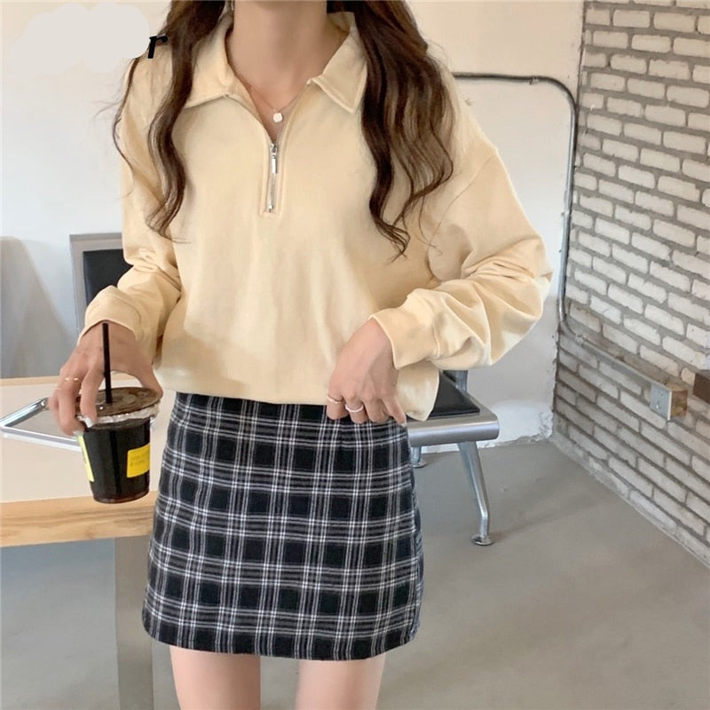 Women's Polyester Turn-Down Full Sleeves Elegant Pullovers Tops