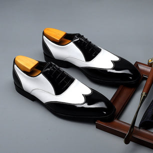 Men's Genuine Leather Pointed Toe Lace-Up Closure Formal Shoes