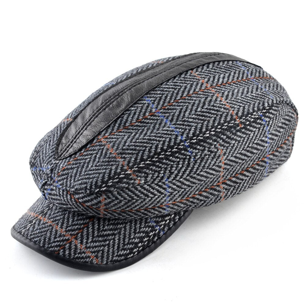 Men's Wool Knitted Pattern Casual Wear Flat Winter Warm Cap