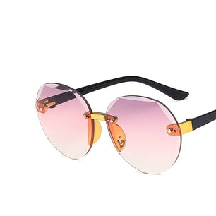 Kid's Plastic Frame Gradient Rimless Oval UV400 Shades Sunglasses