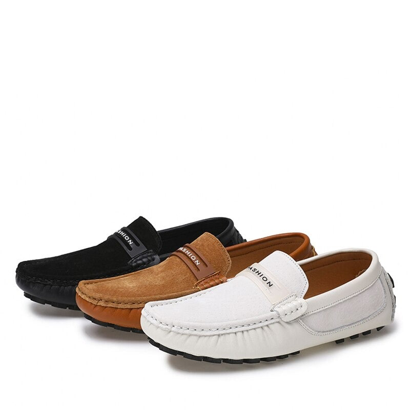 Men's Square Toe Genuine Leather Slip-On Closure Breathable Shoes