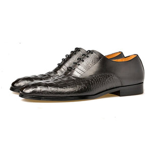 Men's Genuine Leather Pointed Toe Lace-up Closure Wedding Shoes