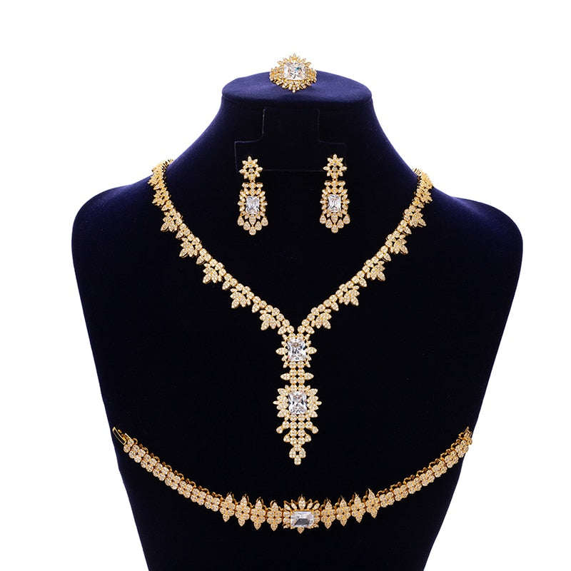 Women's Copper Cubic Zirconia Vintage Bridal Wedding Jewelry Set