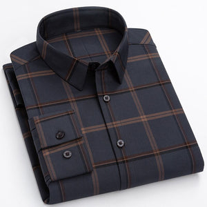 Men's Cotton Turn-Down Collar Single Breasted Plaid Casual Shirt