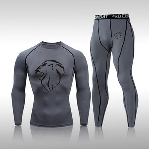 Men's Polyester Long Sleeve Compression Gym Fitness Sports Suit