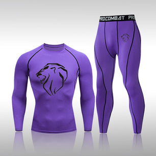 Men's Polyester Long Sleeve Compression Gym Fitness Sports Suit