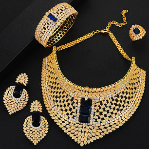 Women's Copper Cubic Zirconia Luxury Wedding Trendy Jewelry Set