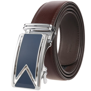 Men's Cowskin Leather Automatic Alloy Buckle Trendy Solid Pattern Belts