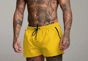 Men's Elastic Drawstring Waist Plain Quick-Dry Pocket Shorts