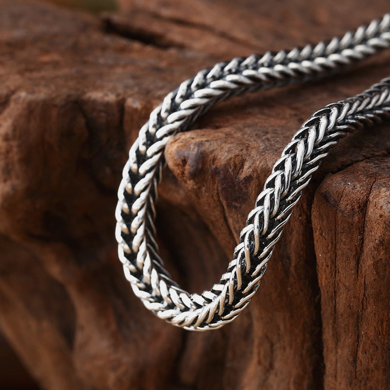 Men's 100% 925 Sterling Silver Link Chain Geometric Bracelet