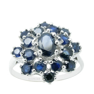 Women's 100% 925 Sterling Silver Natural Sapphire Luxury Ring