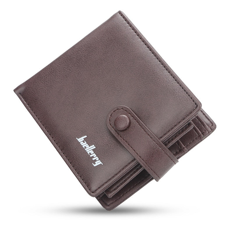 Men's Genuine Leather Plain Slit Pocket Bifold Hasp Closure Wallets