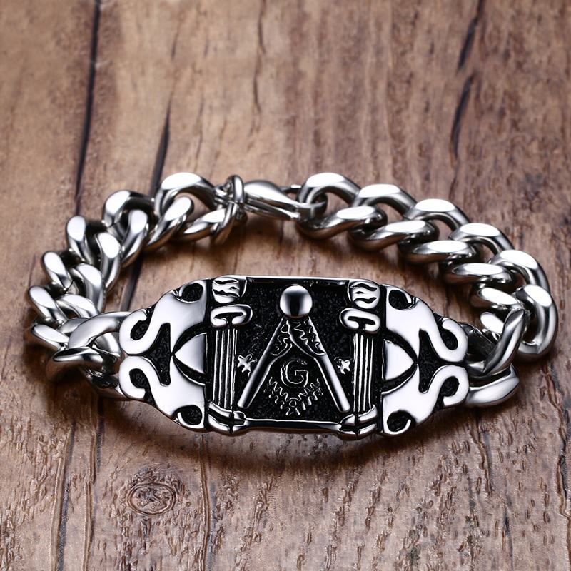 Men's Stainless Steel Link Chain Geometric Vintage Bracelet