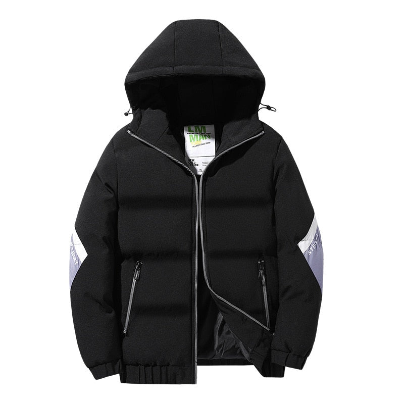 Men's Polyester Full Sleeves Zipper Closure Hooded Winter Jacket