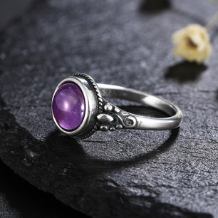 Women's 100% 925 Sterling Silver Amethyst Vintage Wedding Ring