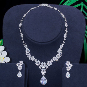 Women's Copper Cubic Zirconia Water Drop Wedding Jewelry Set