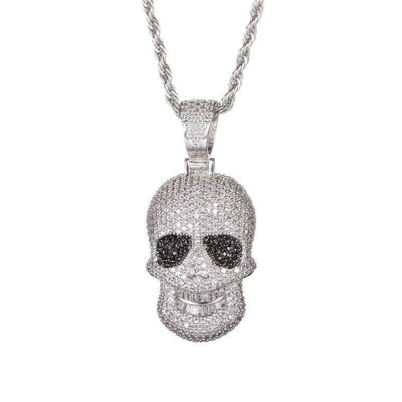 Men's Cubic Zirconia Copper Hip Hop Skull Pattern Necklaces