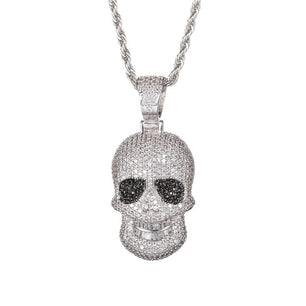 Men's Cubic Zirconia Copper Hip Hop Skull Pattern Necklaces