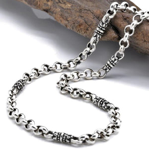 Men's 100% 925 Sterling Silver Geometric Pattern Elegant Necklace