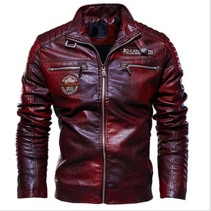 Men's PU Leather Full Sleeves Zipper Closure Winter Casual Jacket