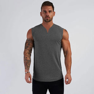 Men's V-Neck Sleeveless Quick Dry Compression Gym Wear Shirt