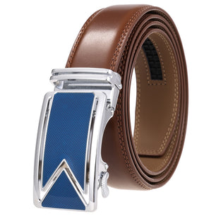 Men's Cowskin Leather Automatic Alloy Buckle Trendy Solid Pattern Belts