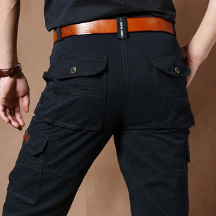 Men's Cotton Mid Waist Zipper Fly Closure Plain Casual Trousers