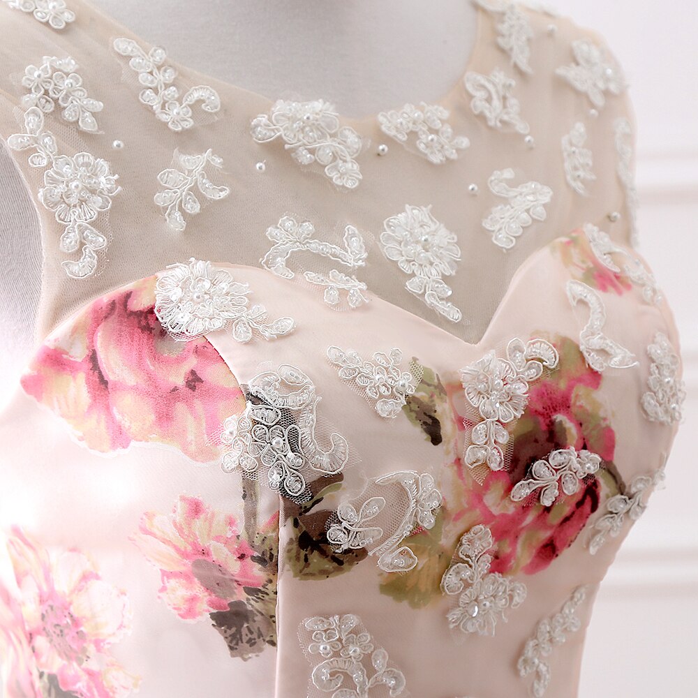 Women's Polyester Sleeveless Floral Pattern Formal Gown Dress