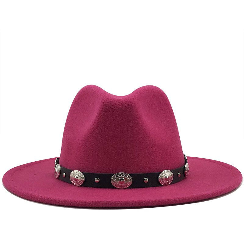 Women's Wool Rivet Ribbon Pattern Casual Wear Elegant Trendy Hat